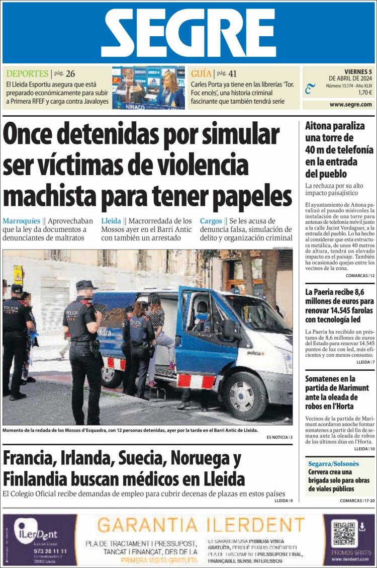Portada de Segre  (España)