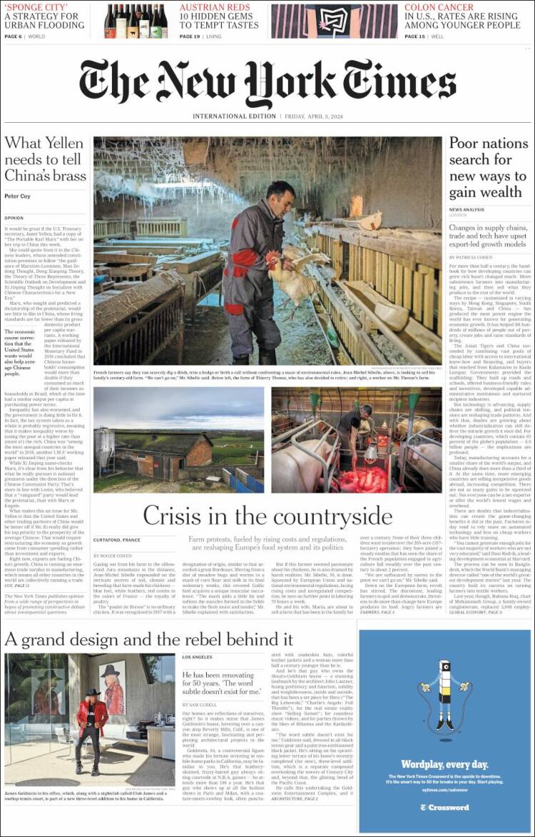 Portada de International New York Times (Europa)