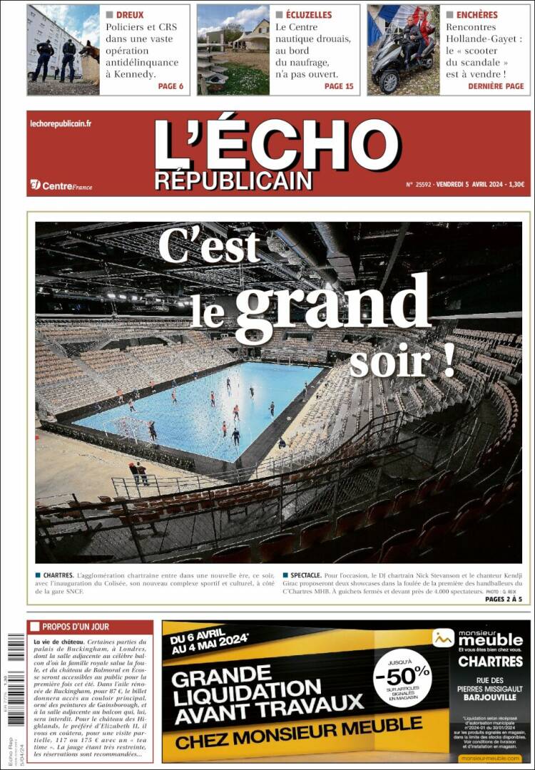 Portada de L'Echo Républicain (Francia)