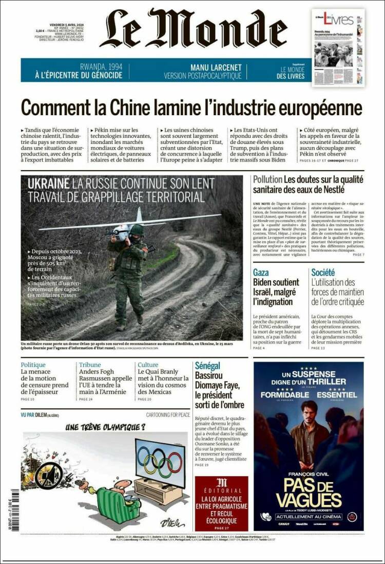 Portada de Le Monde (Francia)