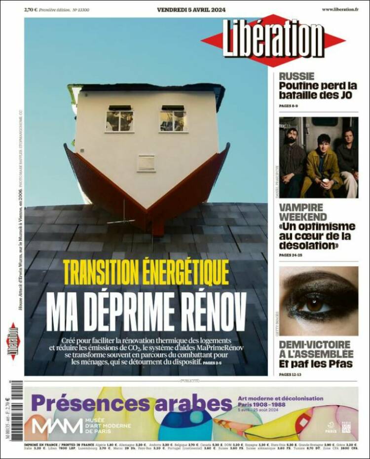Portada de Libération (Francia)