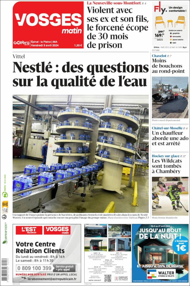 Portada de Vosges Matin (Francia)