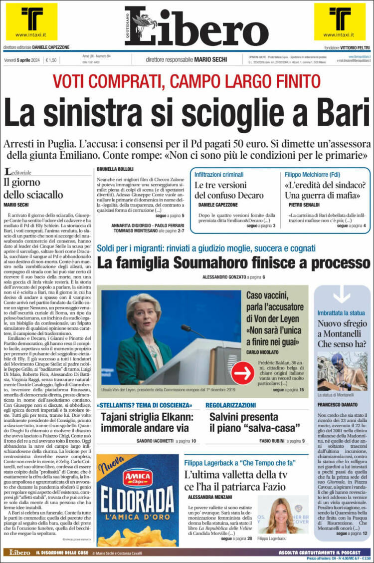 Portada de Libero (Italia)