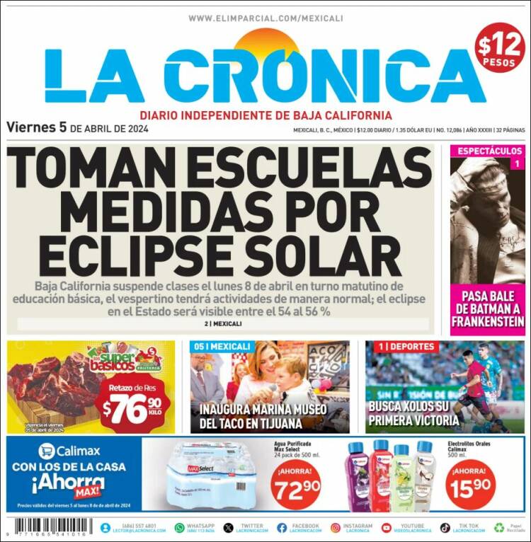 Portada de La Crónica de Baja California (México)