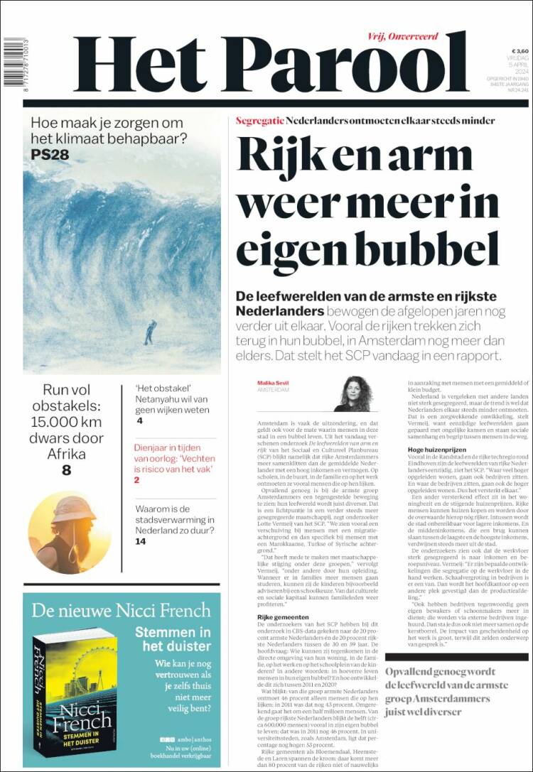Portada de Het Parool (Pa&iacute;ses Bajos)