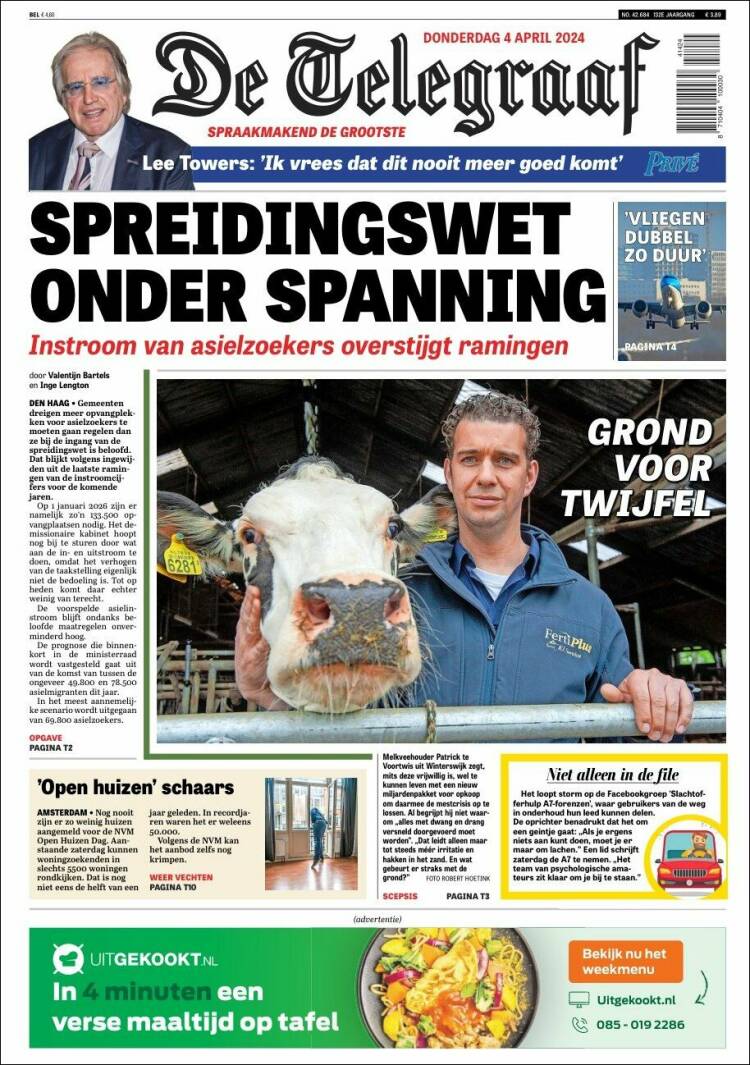 Portada de De Telegraaf (Pa&iacute;ses Bajos)