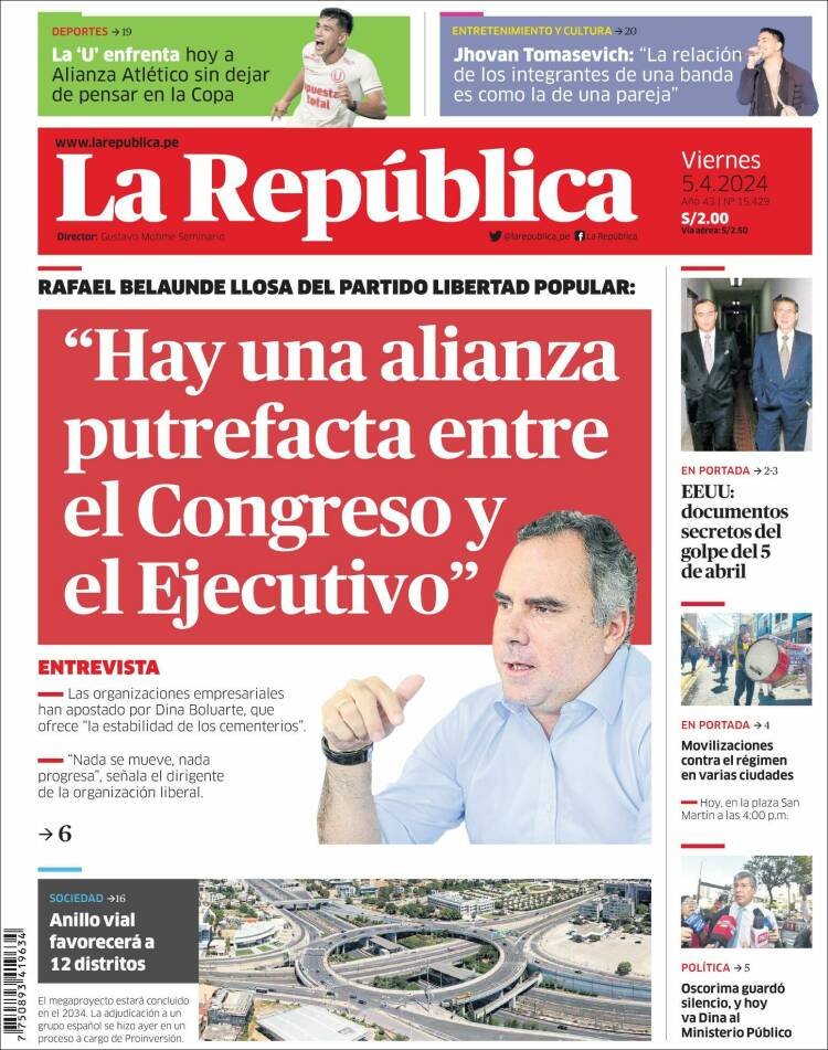 Portada de La Republica (Perú)