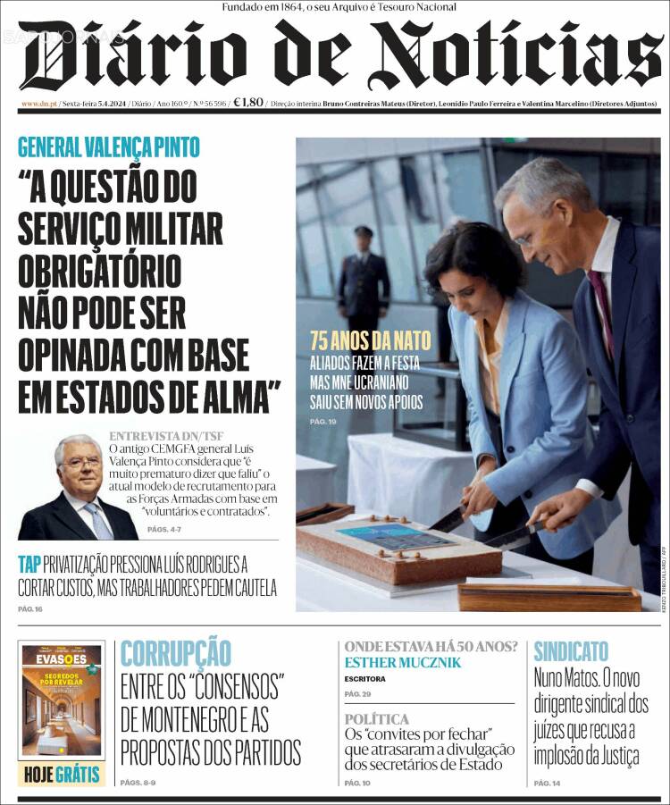 Portada de Diário de Noticias (Portugal)