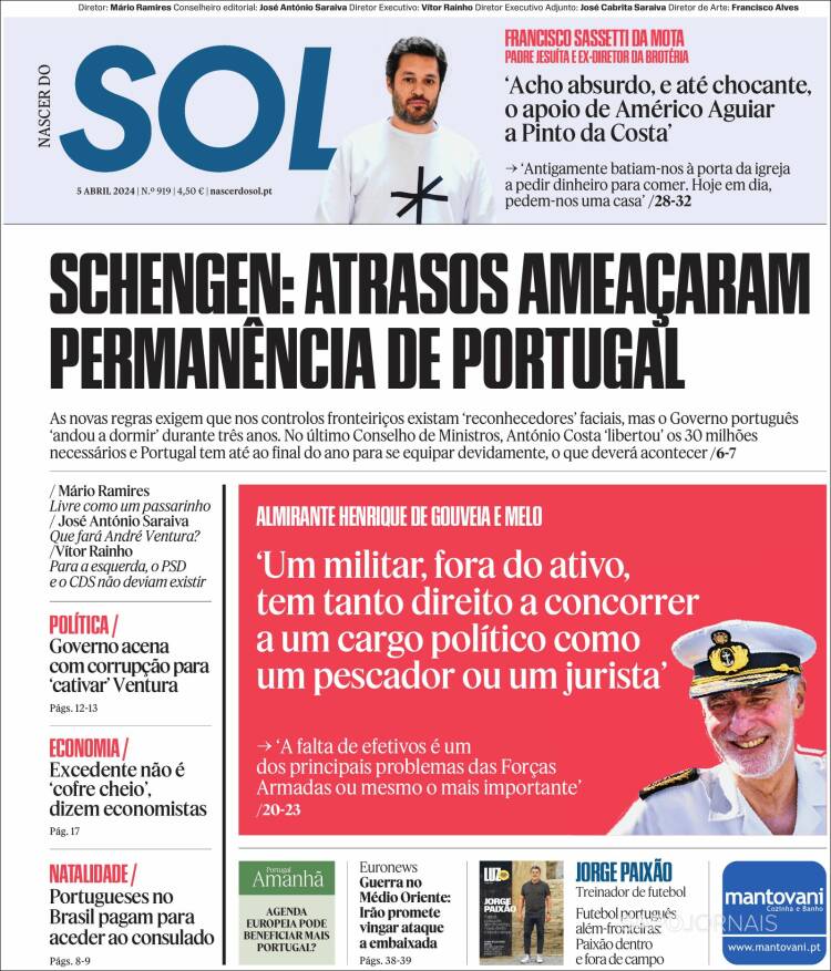Portada de Jornal Sol (Portugal)