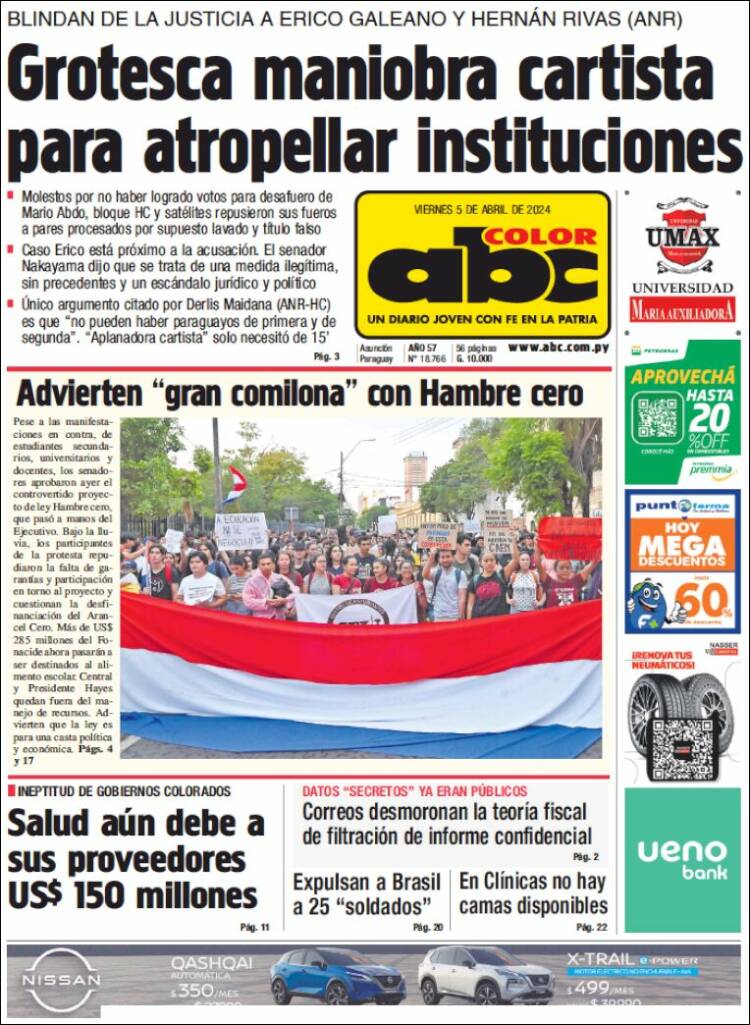 Portada de ABC Color (Paraguay)