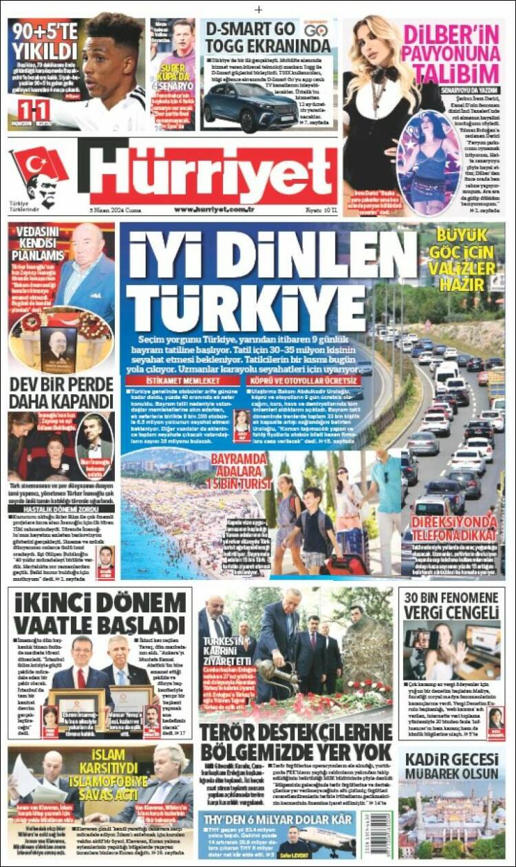 Portada de Hürriyet (Turqu&iacute;a)