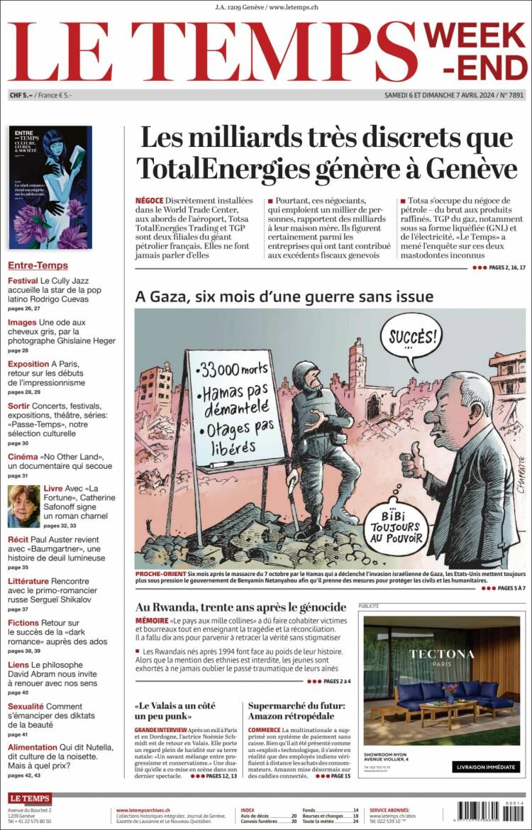 Portada de Le Matin (Suiza)