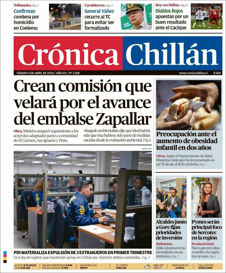 Portada de Crónica Chillán (Chile)