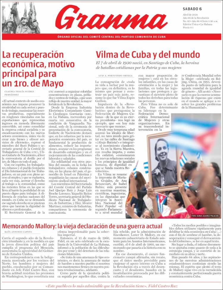 Portada de Granma (Cuba)