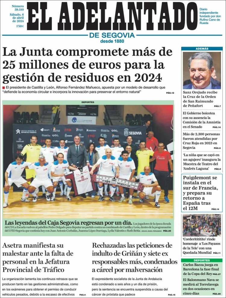 Portada de El Adelantado de Segovia (España)