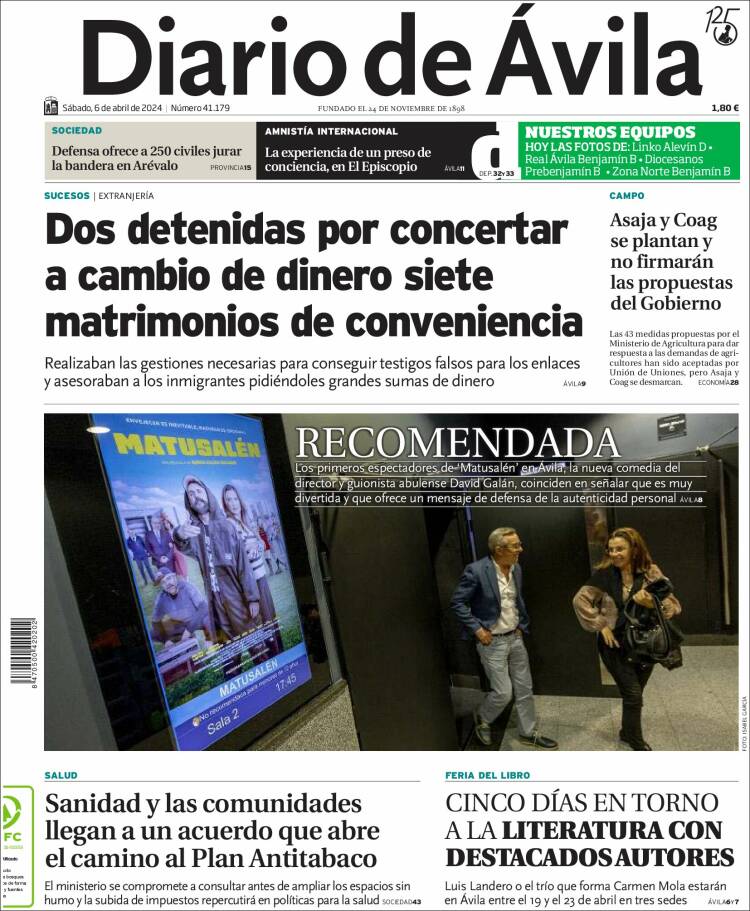 Portada de Diario de Ávila (España)