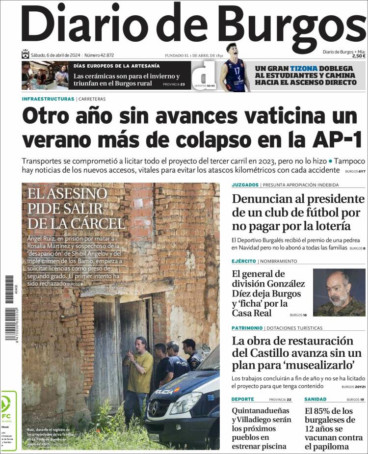 Portada de Diario de Burgos (España)