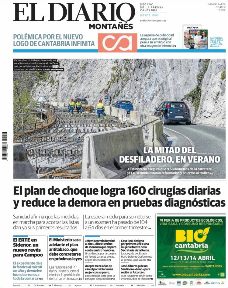 Portada de El Diario Montañés (España)
