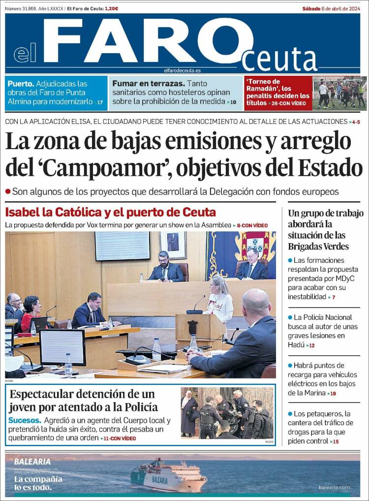 Portada de El Faro de Ceuta (España)