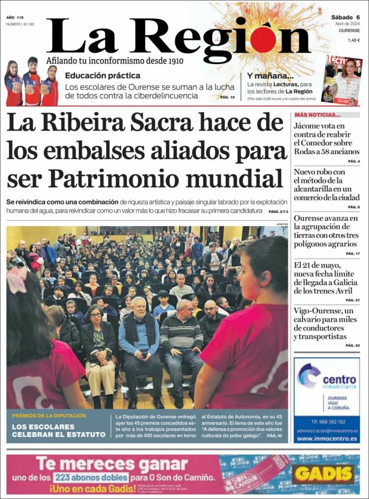 Portada de La Región de Ourense (España)