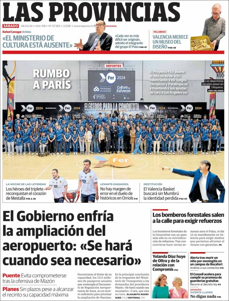 Portada de Las Provincias (España)