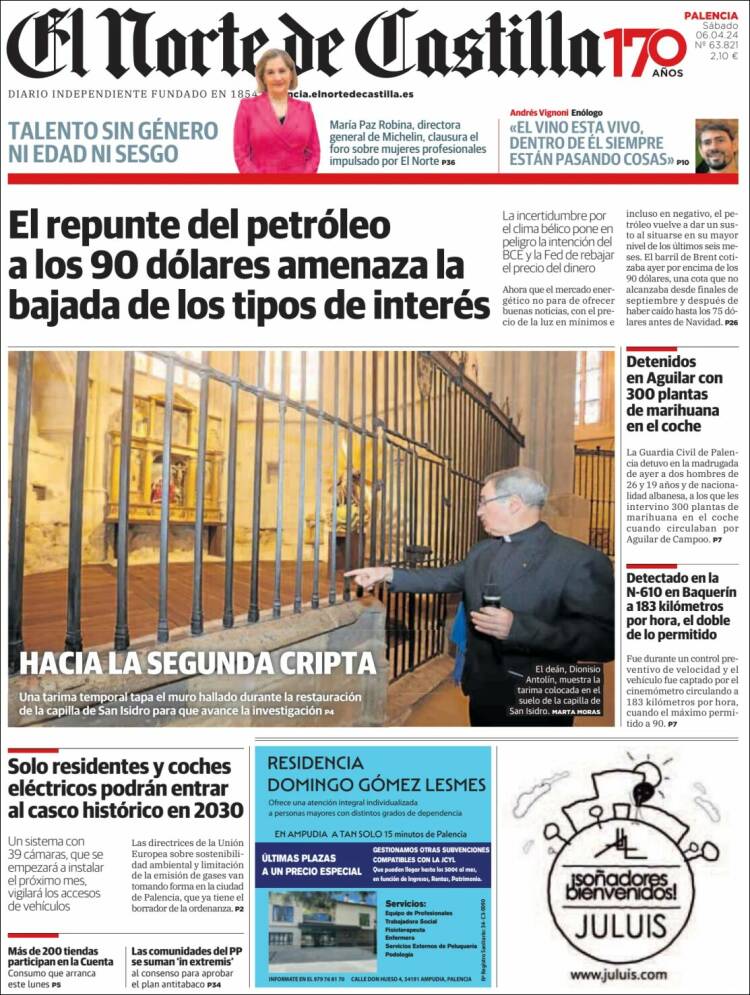 Portada de Norte de Castilla - Palencia (España)