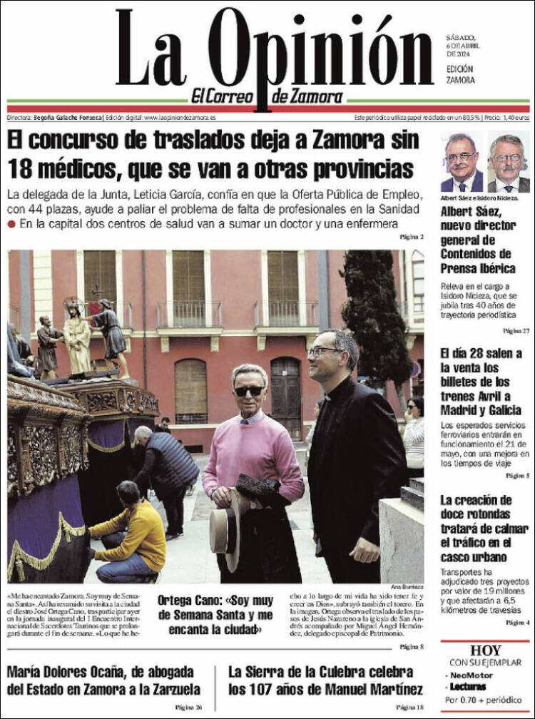 Portada de La Opinión - El Correo de Zamora (España)