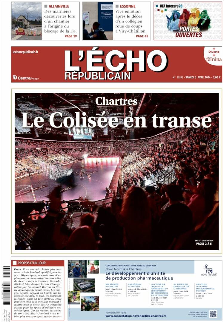 Portada de L'Echo Républicain (Francia)
