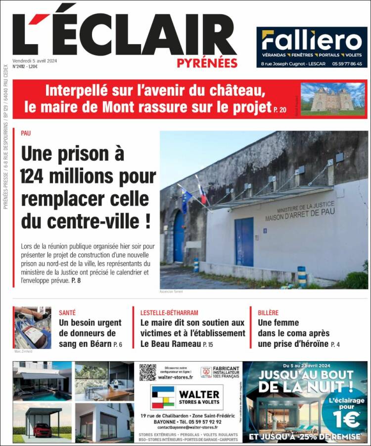Portada de L'Eclair des Pyrénées (Francia)