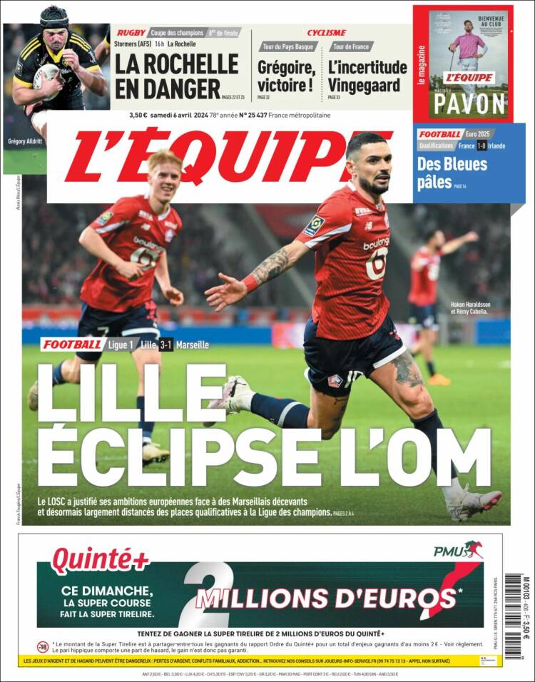 Portada de L'Equipe (Francia)