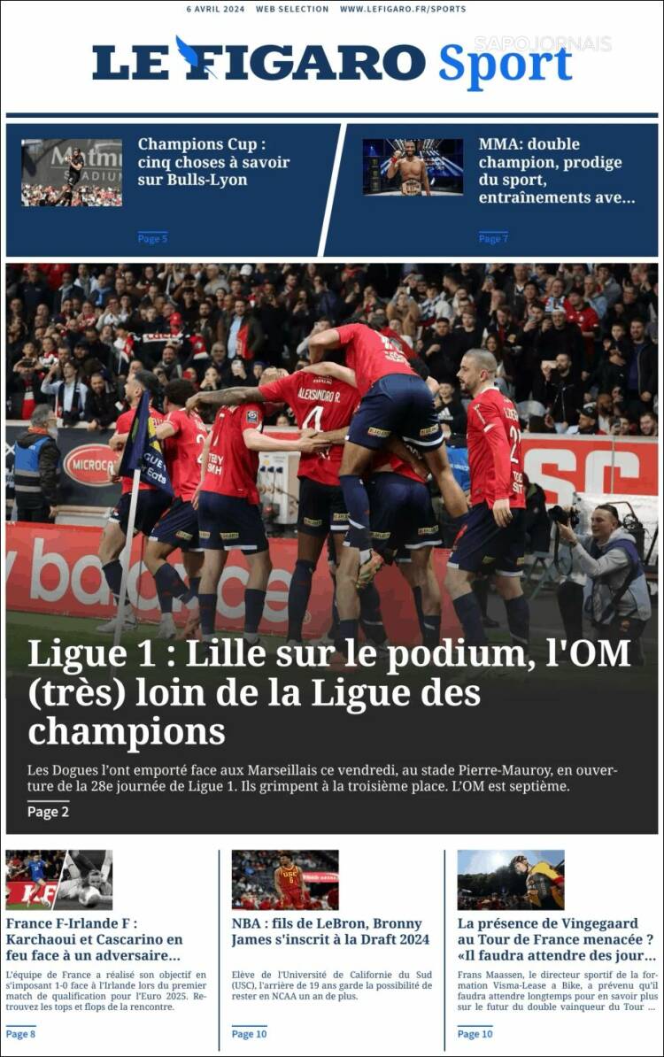 Portada de Le Figaro Sport (Francia)