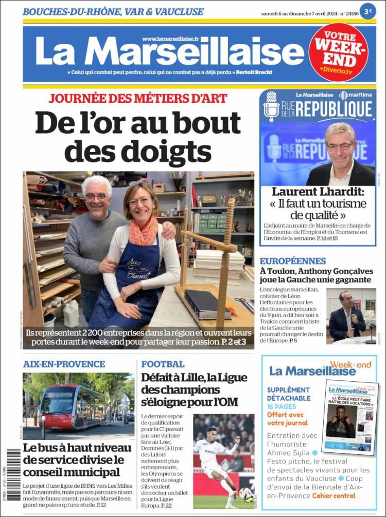 Portada de La Marseillaise (Francia)