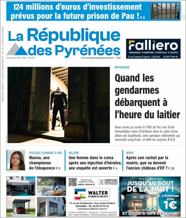 Portada de La République des Pyrénées (Francia)