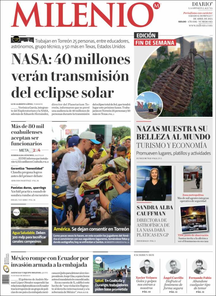 Portada de Milenio - Laguna (M&eacute;xico)