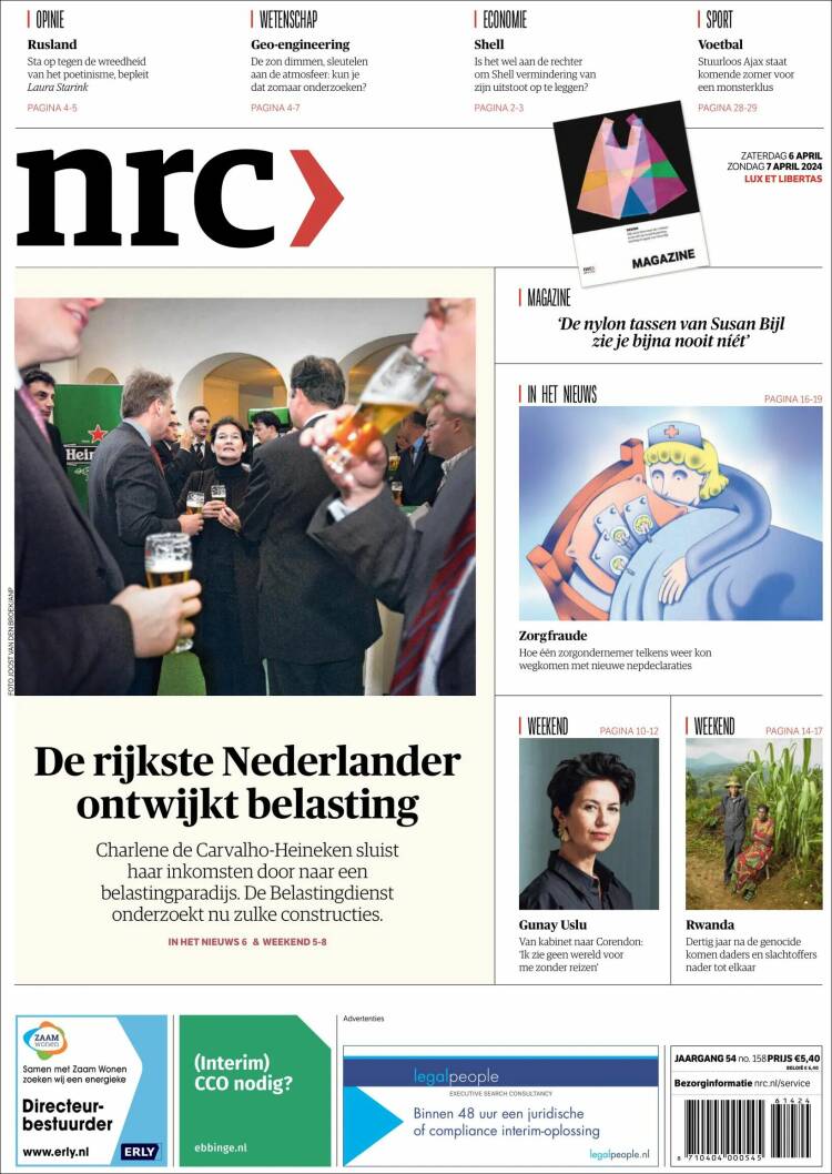 Portada de NRC Handelsblad (Pa&iacute;ses Bajos)