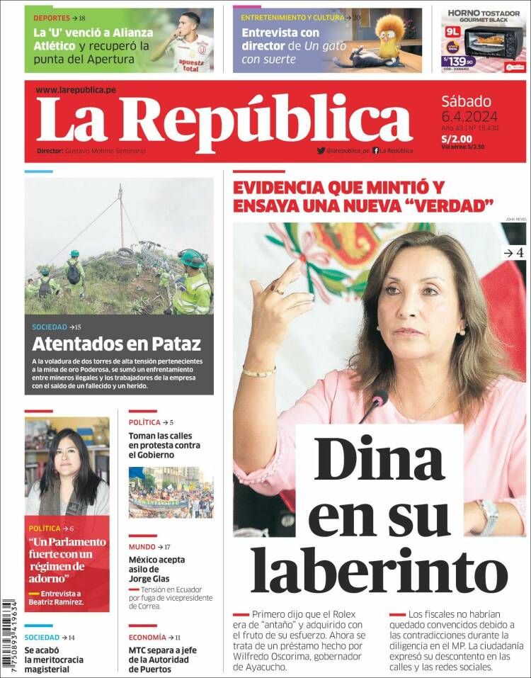 Portada de La Republica (Per&uacute;)
