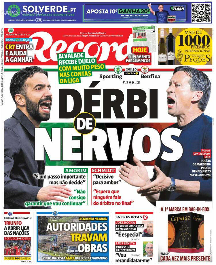 Portada de Jornal de Negócios (Portugal)