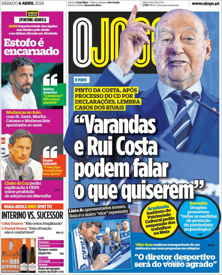 Portada de O Jogo (Portugal)