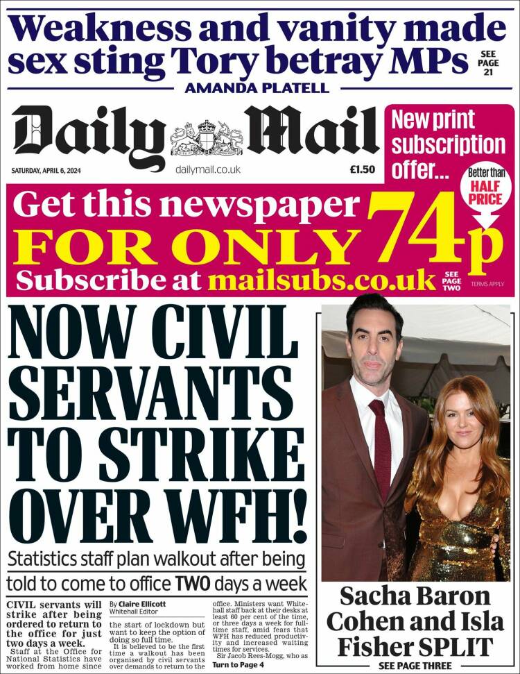Portada de Daily Mail (Reino Unido)