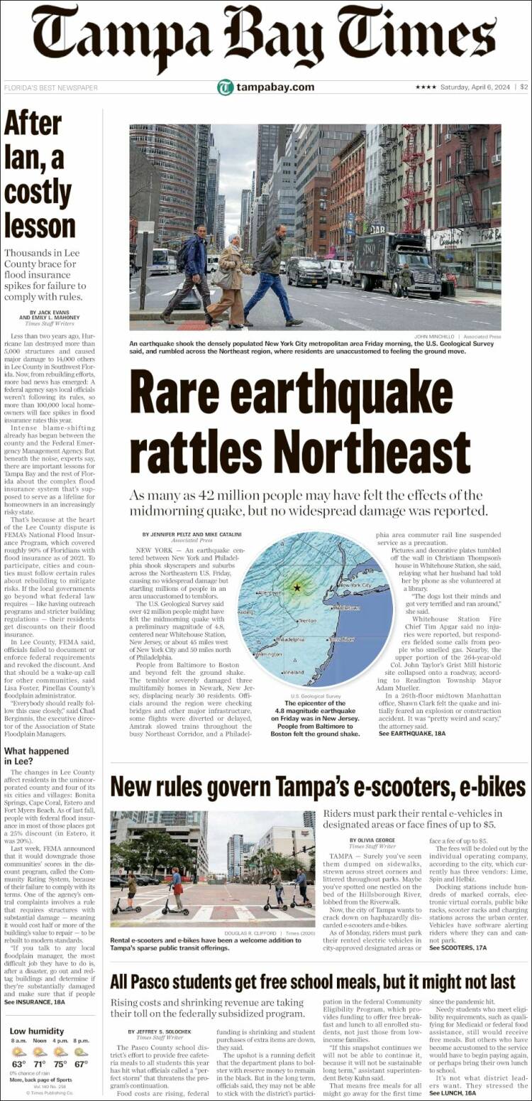Portada de Tampa Bay Times (USA)