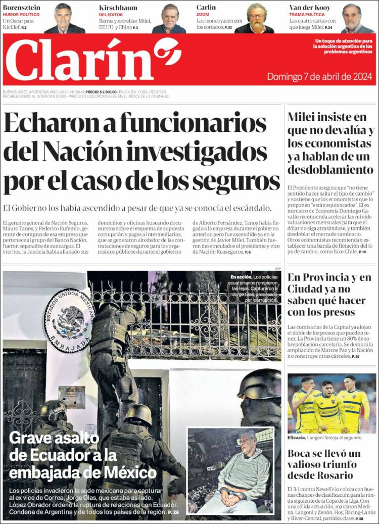 Portada de Clarín (Argentina)