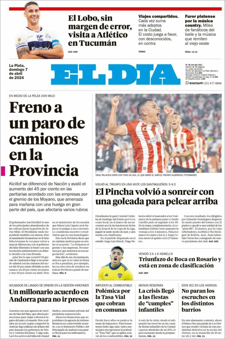 Portada de El Día de la Plata (Argentina)