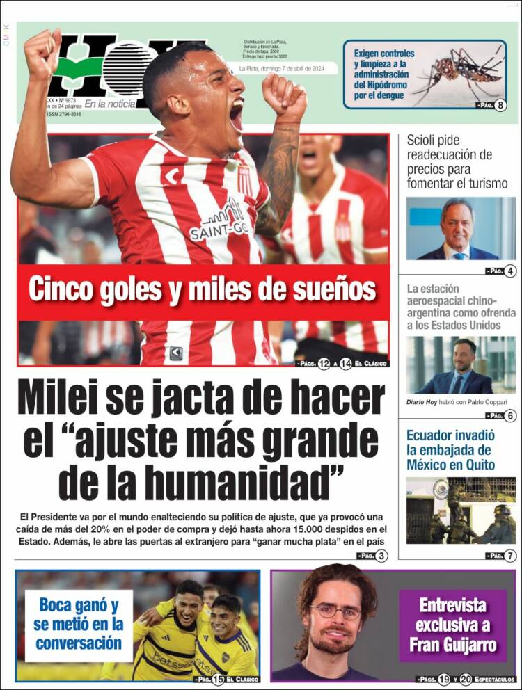 Portada de Diario Hoy (Argentina)