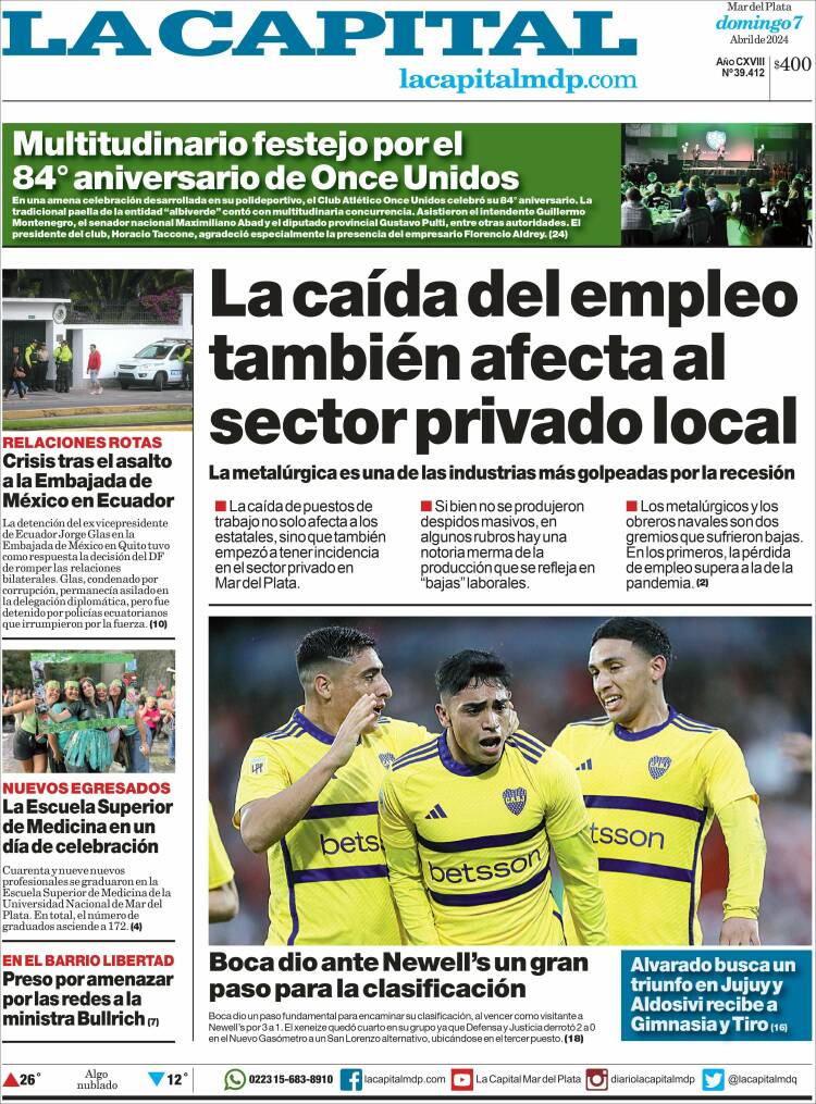 Portada de Diario La Capital - Mar del Plata (Argentina)