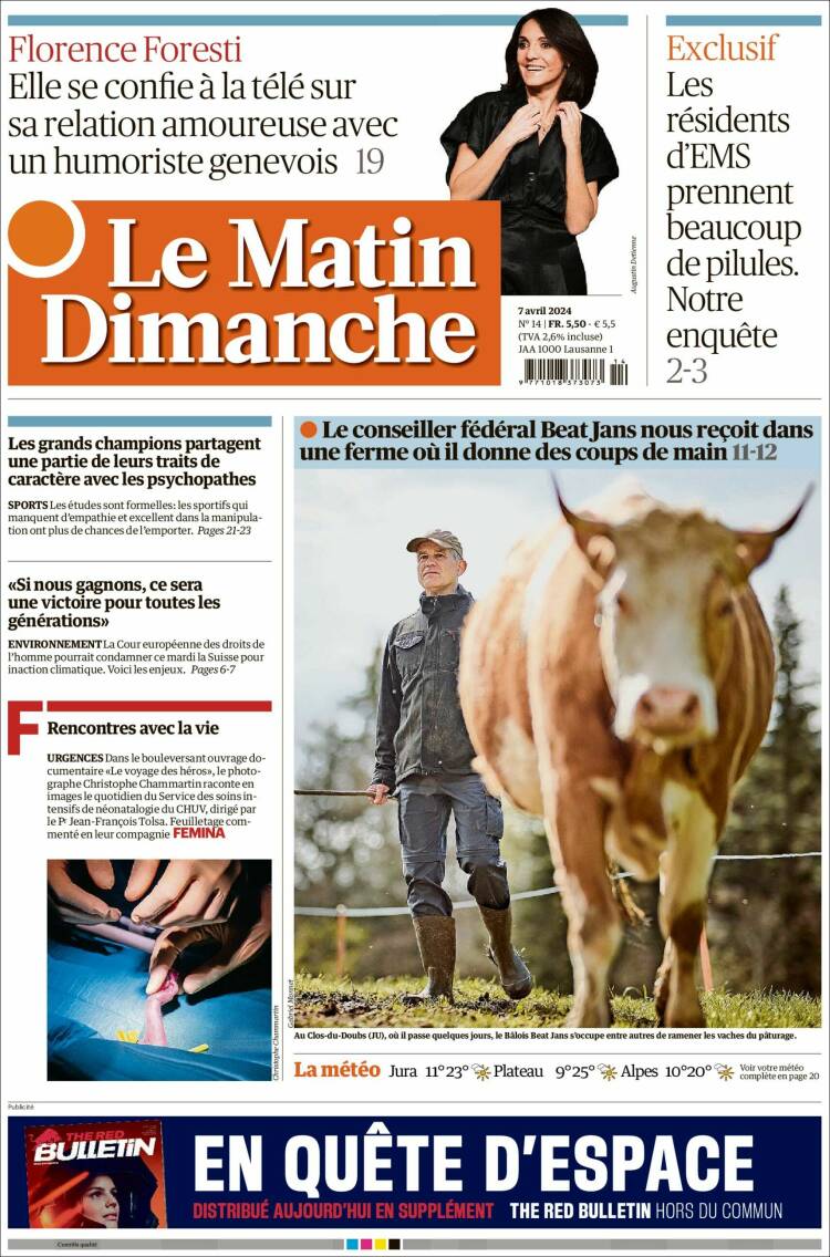 Portada de Le Matin (Suiza)