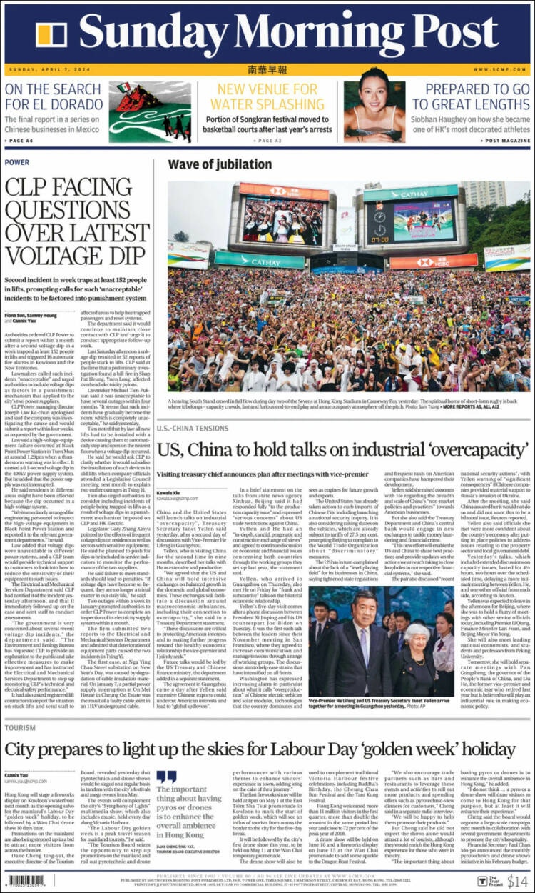 Portada de South China Morning Post (China)