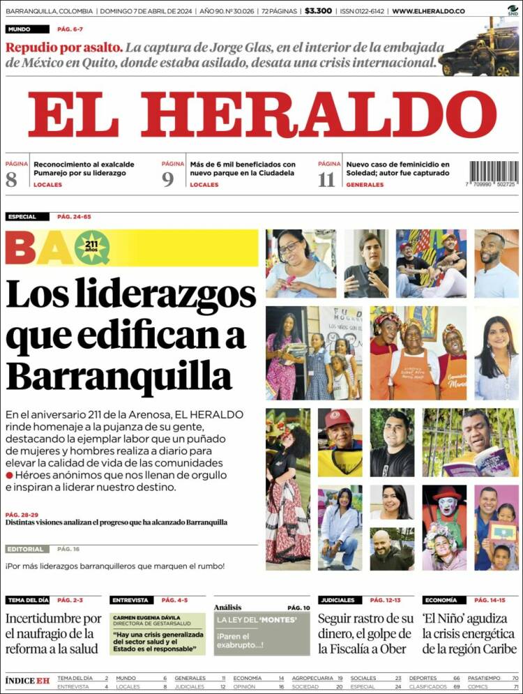 Portada de El Heraldo (Colombia)
