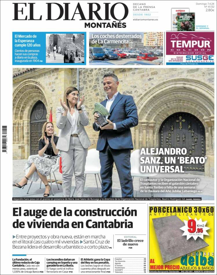 Portada de El Diario Montañés (España)