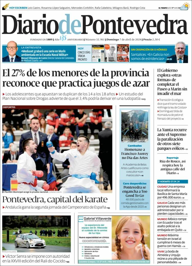 Portada de Diario de Pontevedra (España)
