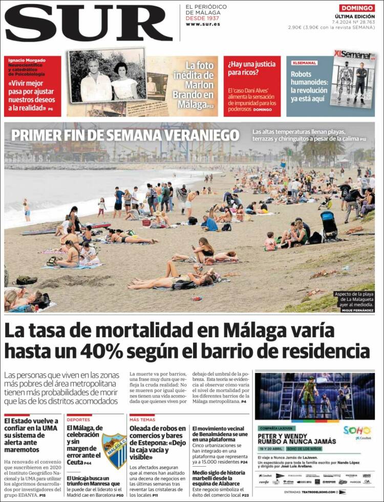 Portada de Diario el Sur (España)